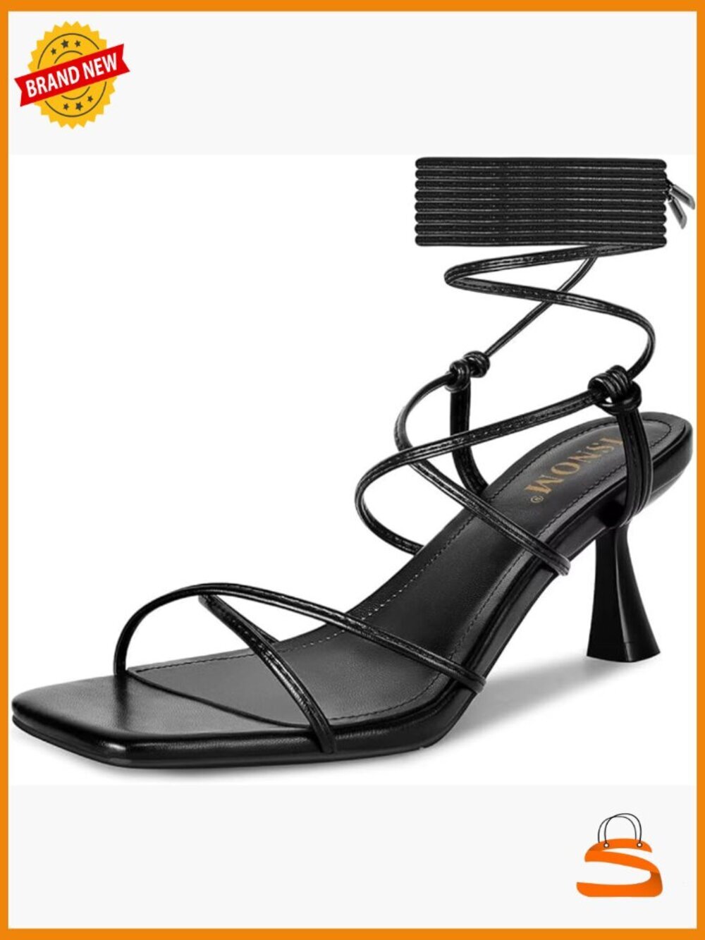 Strappy Kitten Heels Lace Up Stiletto Sandals Square Toe Wrap Ankle